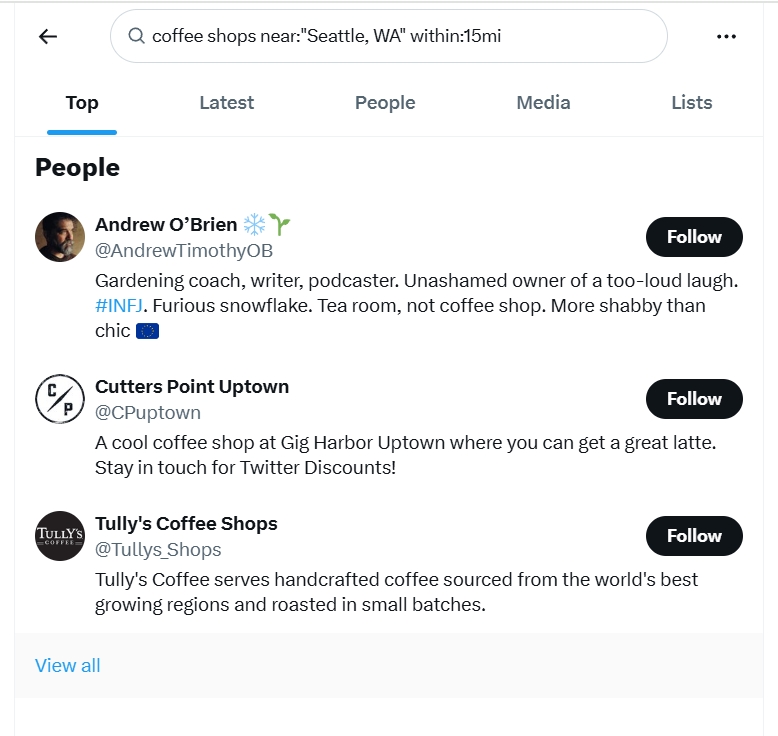 X Advanced Search by Location