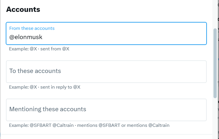 Twitter Advanced Search for specific users